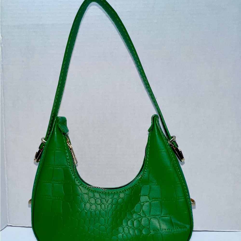 Green Crocodile-Embossed Women's Bag